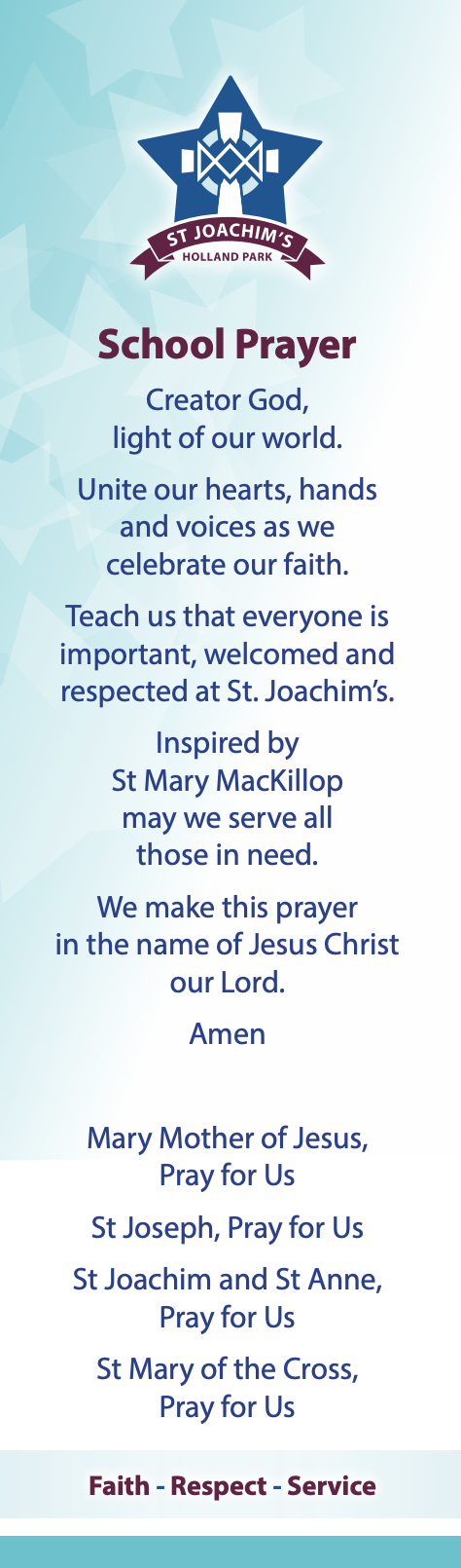 St Joachim's School Prayer.